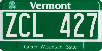 VT license plate ZCL427