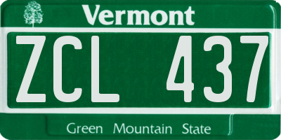VT license plate ZCL437