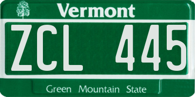 VT license plate ZCL445