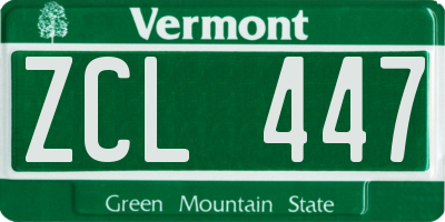 VT license plate ZCL447