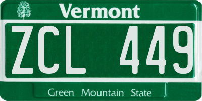 VT license plate ZCL449