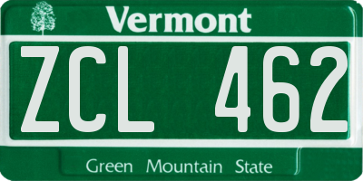 VT license plate ZCL462
