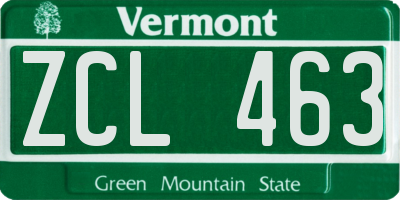 VT license plate ZCL463