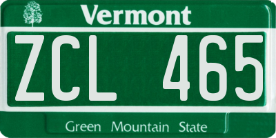 VT license plate ZCL465