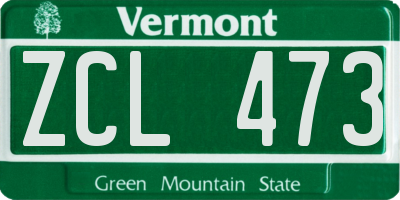 VT license plate ZCL473