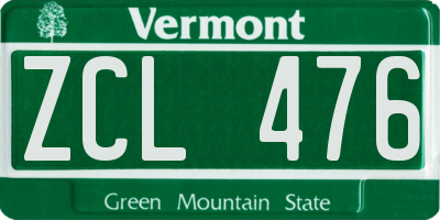 VT license plate ZCL476