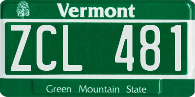 VT license plate ZCL481
