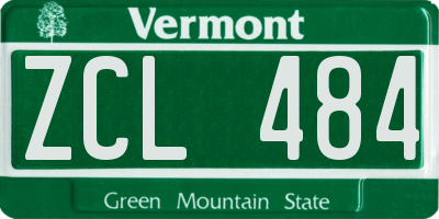 VT license plate ZCL484