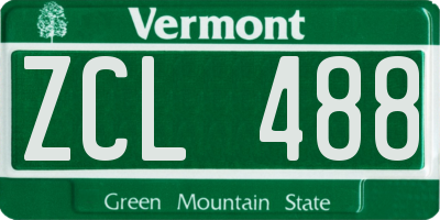 VT license plate ZCL488