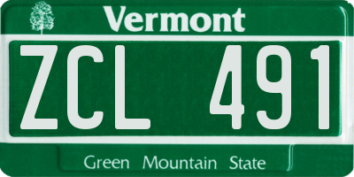 VT license plate ZCL491