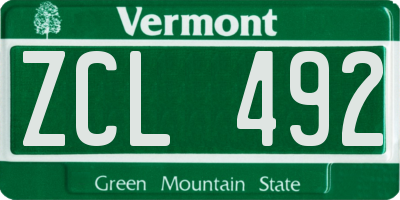 VT license plate ZCL492