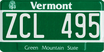 VT license plate ZCL495