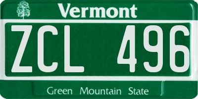 VT license plate ZCL496