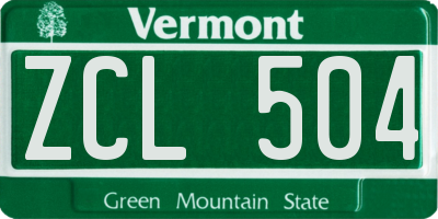 VT license plate ZCL504