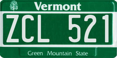 VT license plate ZCL521