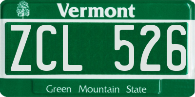 VT license plate ZCL526