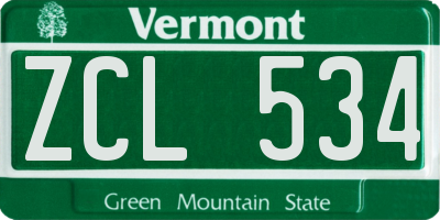 VT license plate ZCL534