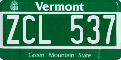 VT license plate ZCL537