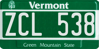 VT license plate ZCL538
