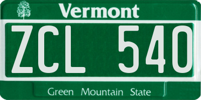 VT license plate ZCL540