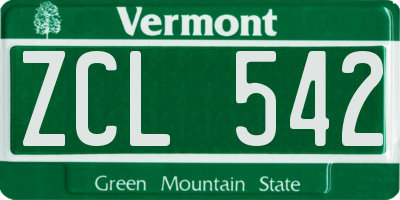VT license plate ZCL542