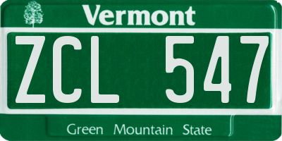 VT license plate ZCL547