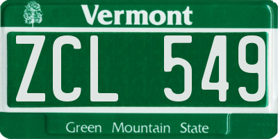 VT license plate ZCL549
