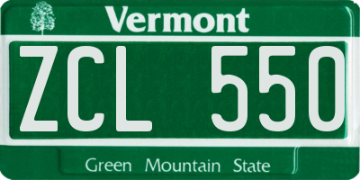 VT license plate ZCL550