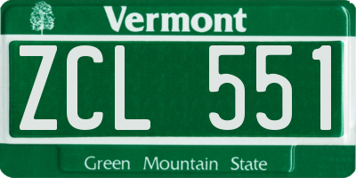 VT license plate ZCL551
