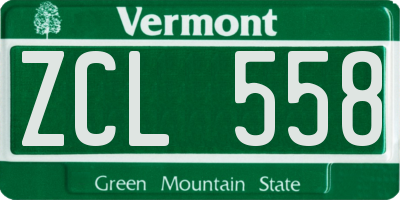 VT license plate ZCL558