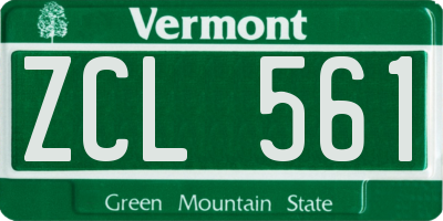 VT license plate ZCL561