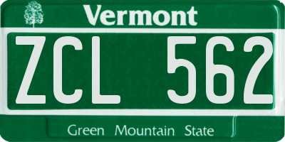 VT license plate ZCL562