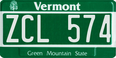 VT license plate ZCL574