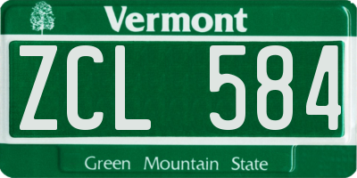 VT license plate ZCL584