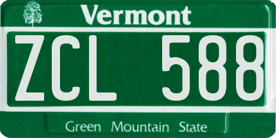 VT license plate ZCL588