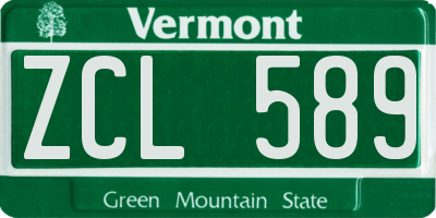 VT license plate ZCL589
