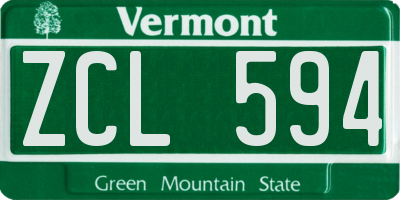 VT license plate ZCL594
