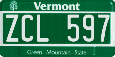 VT license plate ZCL597