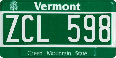 VT license plate ZCL598
