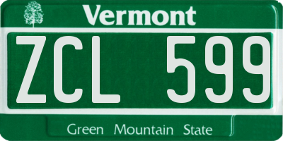 VT license plate ZCL599
