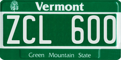 VT license plate ZCL600