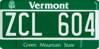 VT license plate ZCL604