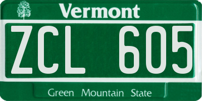 VT license plate ZCL605