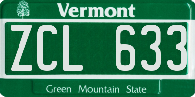 VT license plate ZCL633
