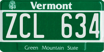 VT license plate ZCL634