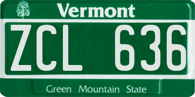 VT license plate ZCL636