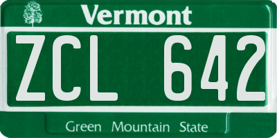 VT license plate ZCL642