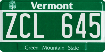 VT license plate ZCL645