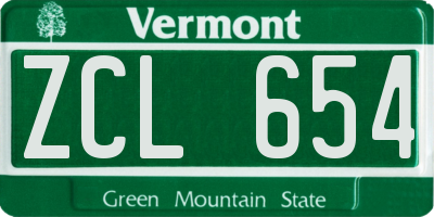 VT license plate ZCL654