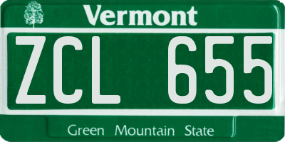 VT license plate ZCL655